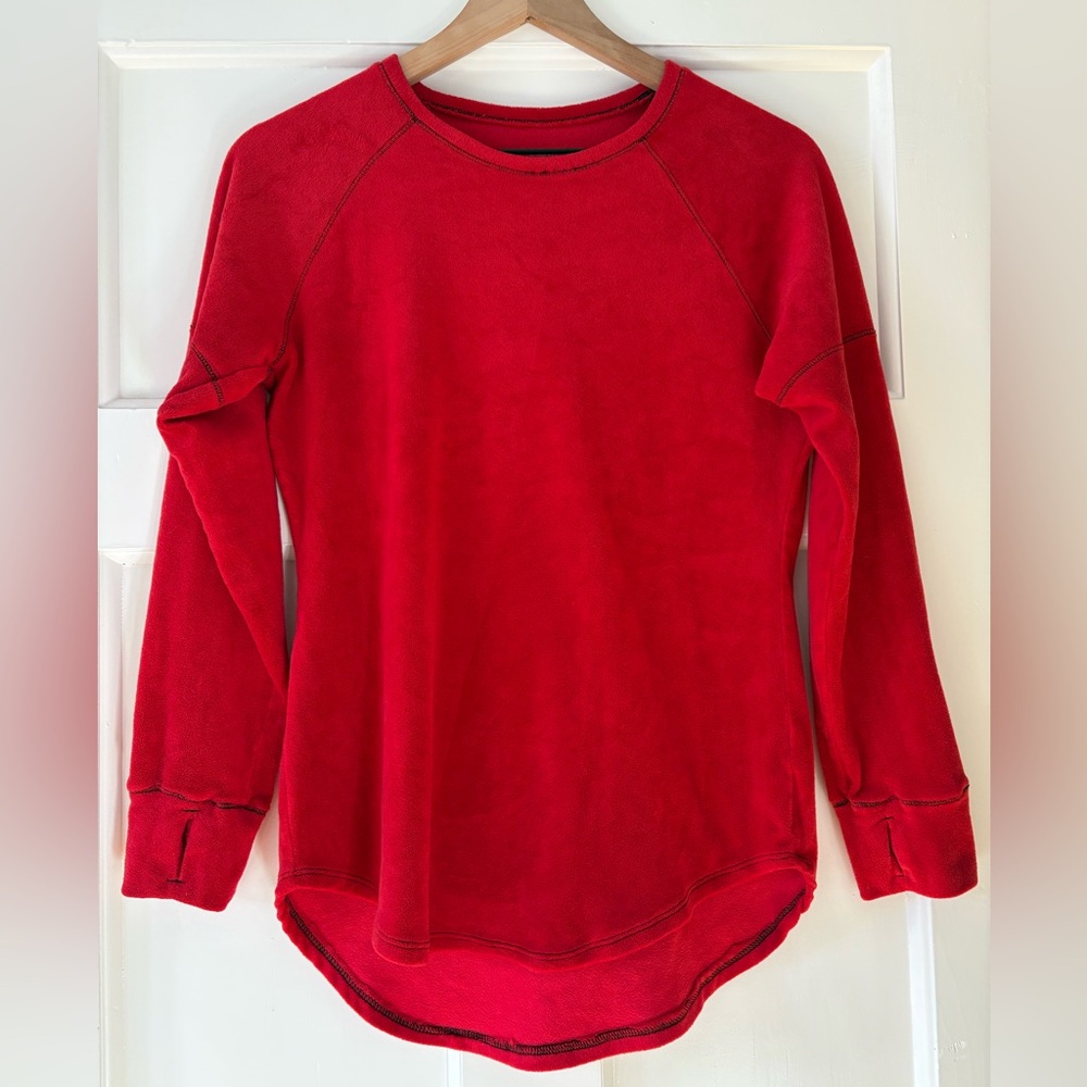 Climate Right By Cuddl Duds Velour Red Casual Cozy Lounge Underlayer Shirt M